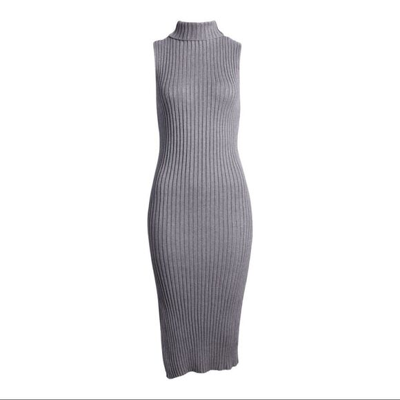 NWT Vici Collection for Nordstrom Rib Sweater Mock Neck Sleeveless Midi Dress - Picture 4 of 6